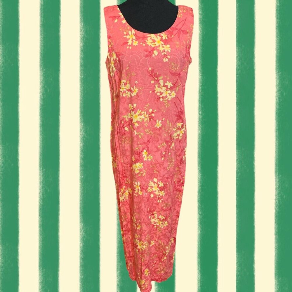 VTG K Petite Collection pink & yellow floral dress size 12P